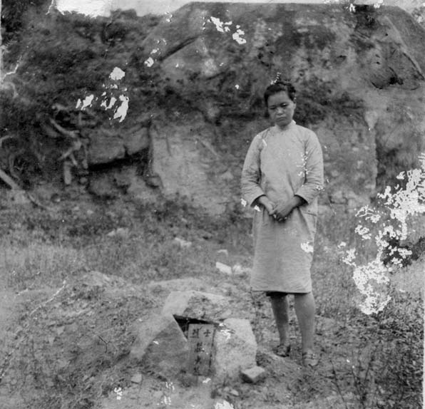 Mom at Dad's gravesite